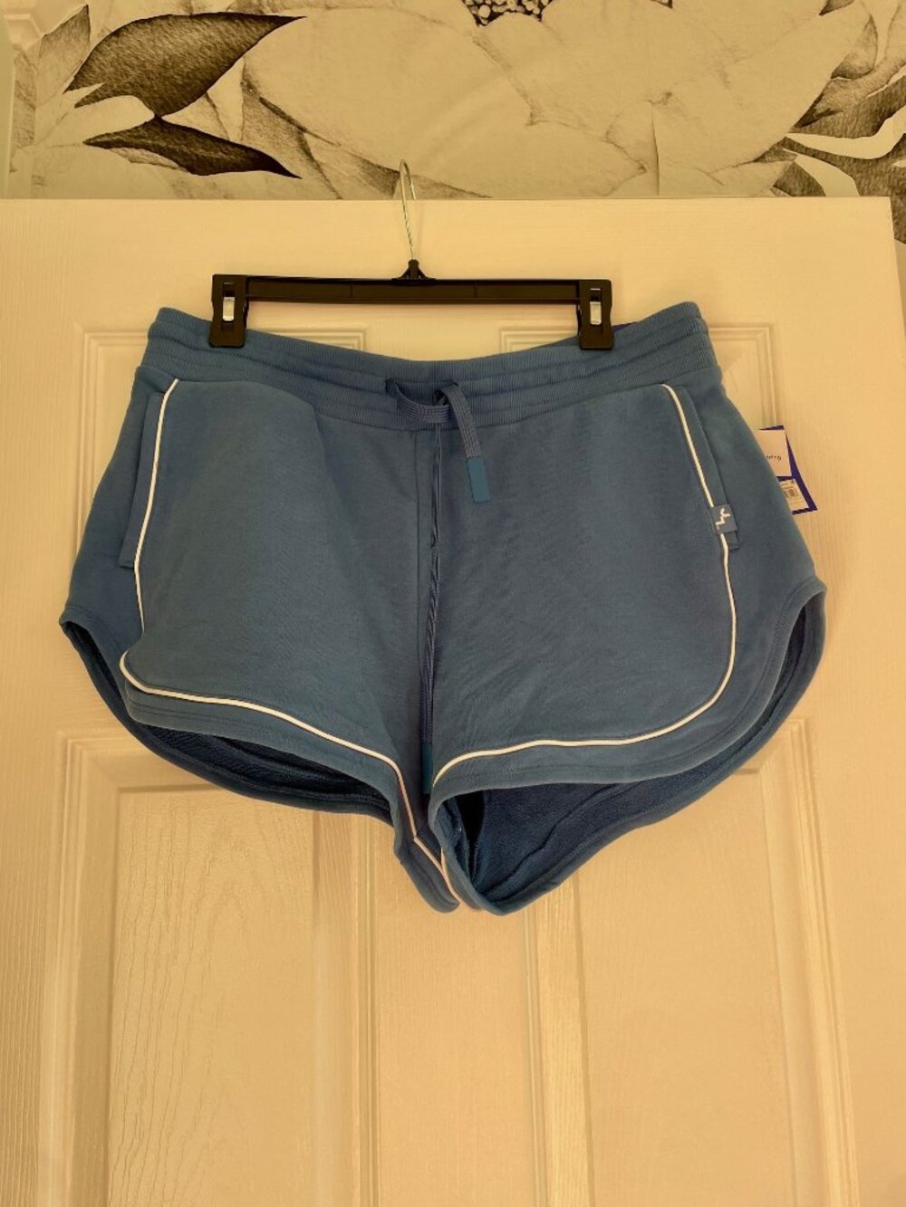 NWT JoyLab Blue Retro Dolphin Hem Sweat Shorts Drawstring Lounge Size L